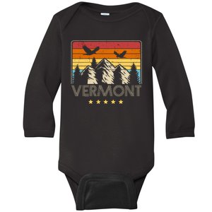 Vermont Retro Mountain Eagle Baby Long Sleeve Bodysuit