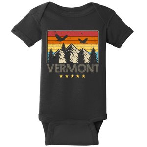 Vermont Retro Mountain Eagle Baby Bodysuit