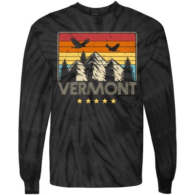 Vermont Retro Mountain Eagle Tie-Dye Long Sleeve Shirt