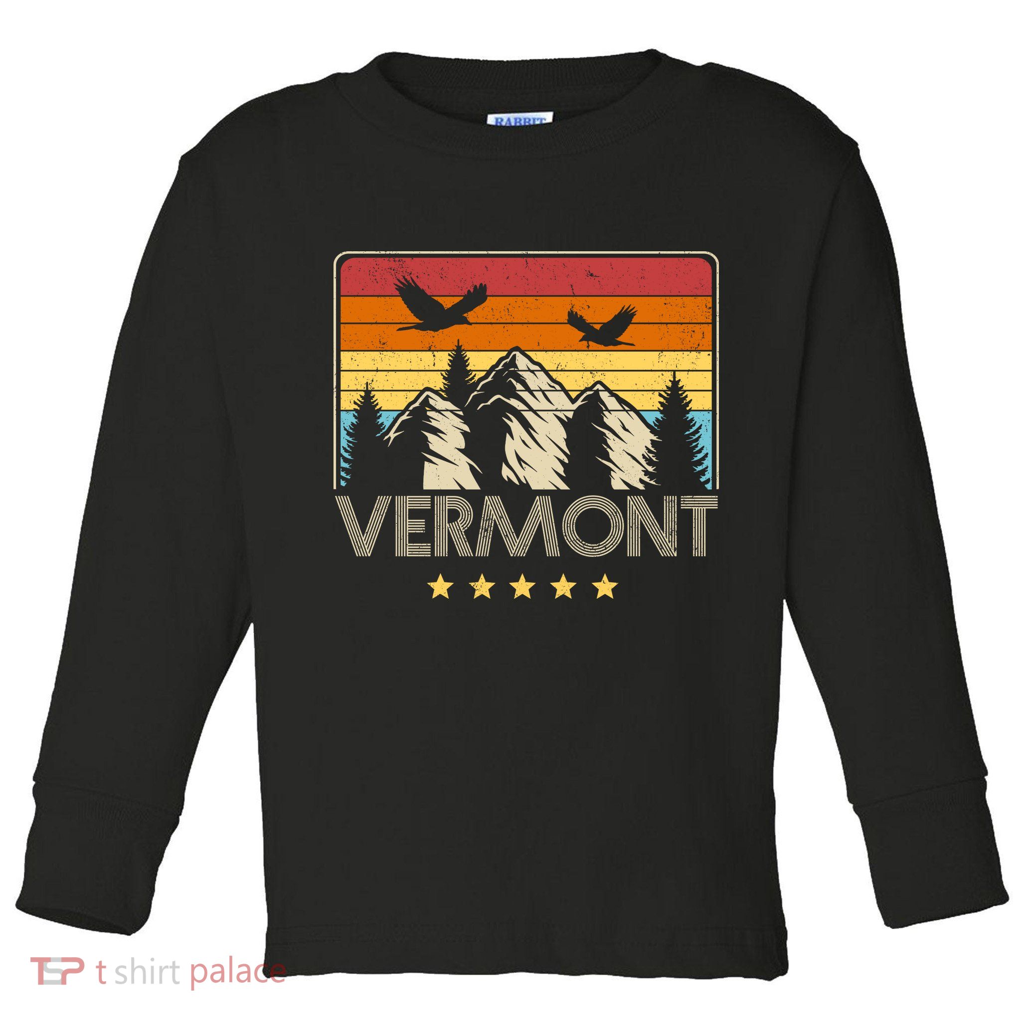 Vermont Retro Mountain Eagle Toddler Long Sleeve Shirt