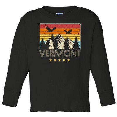 Vermont Retro Mountain Eagle Toddler Long Sleeve Shirt