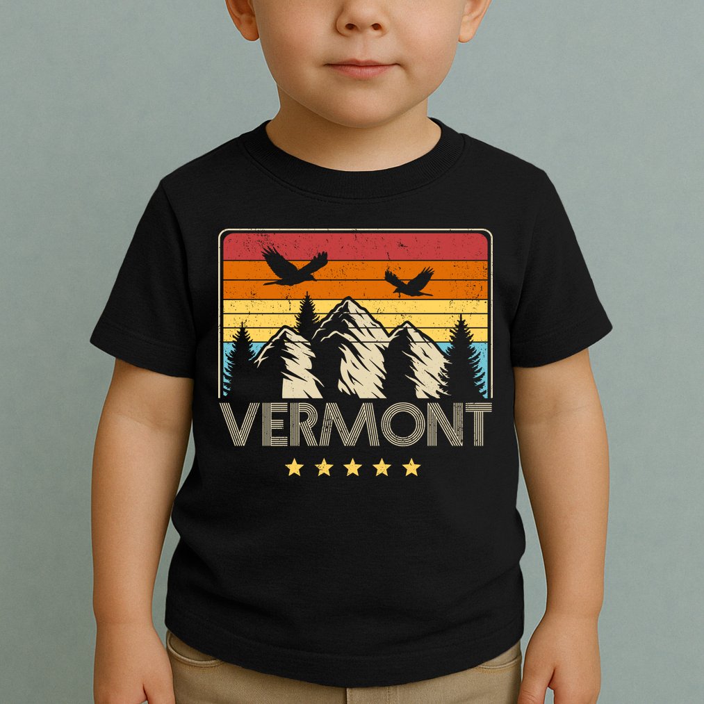 Vermont Retro Mountain Eagle Toddler T-Shirt