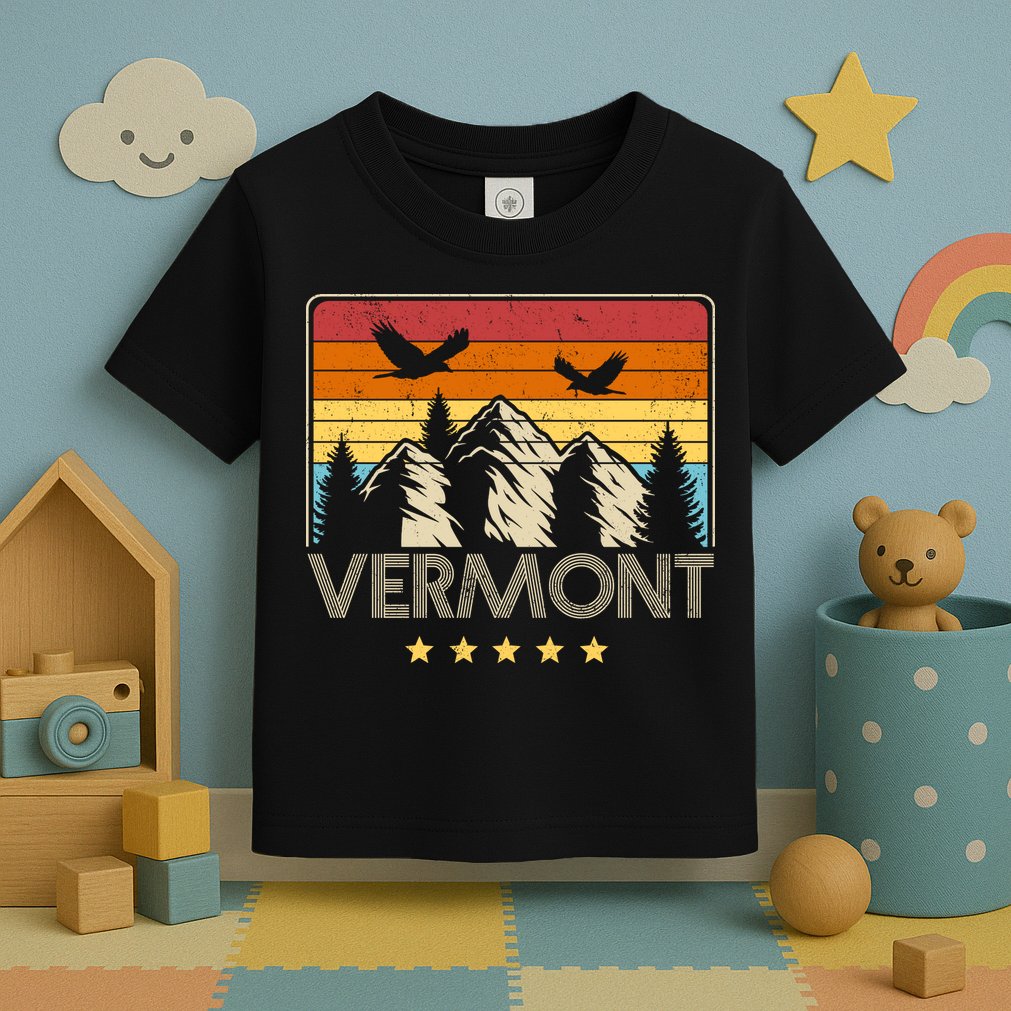 Vermont Retro Mountain Eagle Toddler T-Shirt