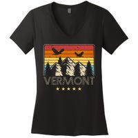 Vermont Retro Mountain Eagle Women's V-Neck T-Shirt