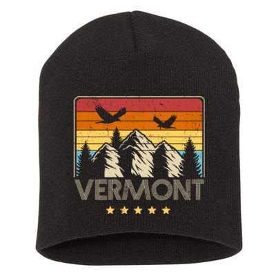 Vermont Retro Mountain Eagle Short Acrylic Beanie