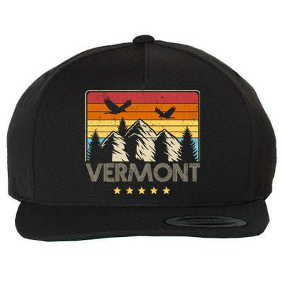 Vermont Retro Mountain Eagle Wool Snapback Cap