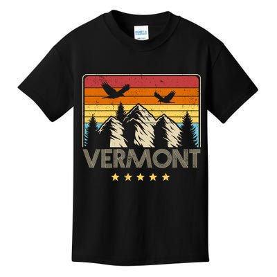 Vermont Retro Mountain Eagle Kids T-Shirt