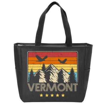 Vermont Retro Mountain Eagle Zip Tote Bag