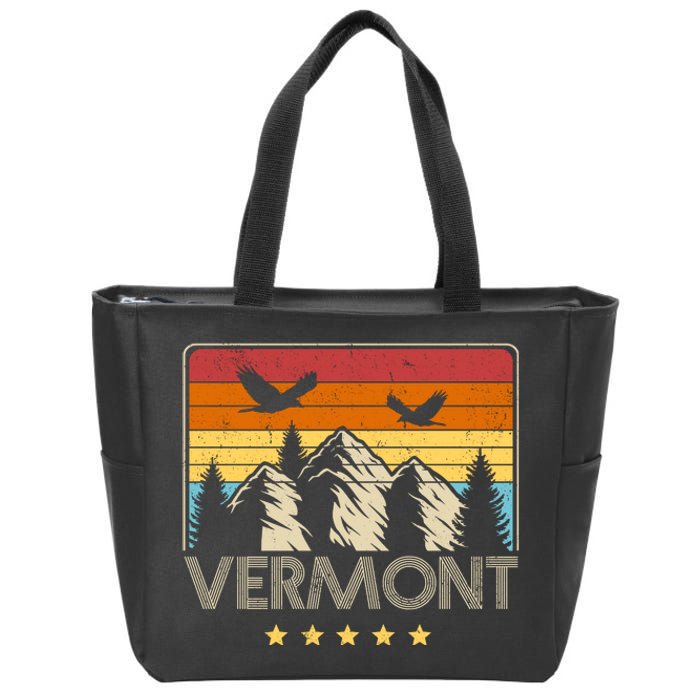 Vermont Retro Mountain Eagle Zip Tote Bag