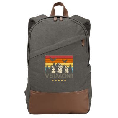 Vermont Retro Mountain Eagle Cotton Canvas Backpack