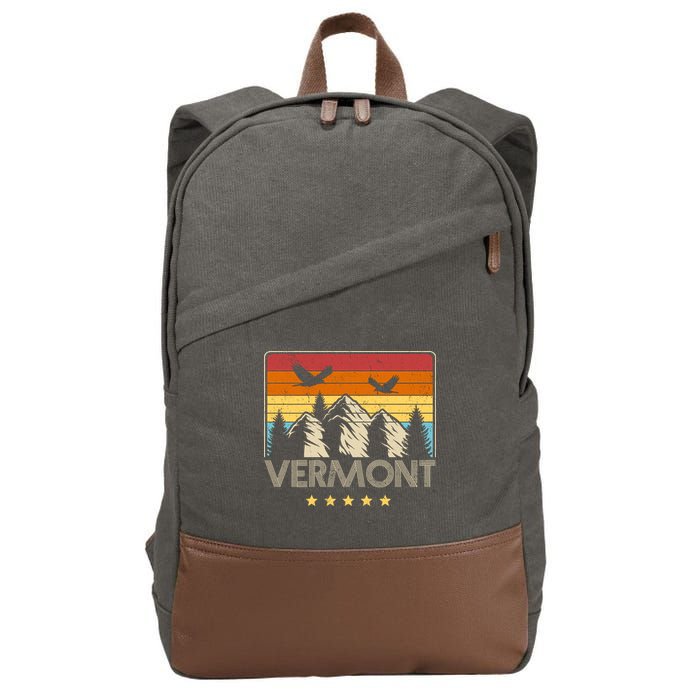 Vermont Retro Mountain Eagle Cotton Canvas Backpack