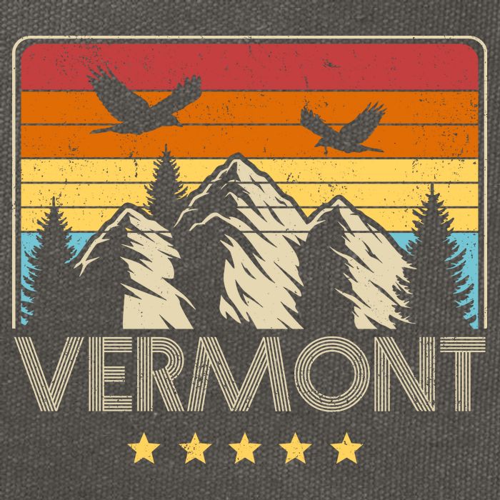 Vermont Retro Mountain Eagle Cotton Canvas Backpack
