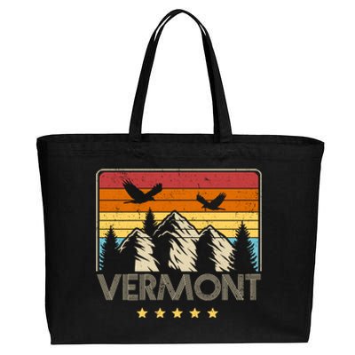 Vermont Retro Mountain Eagle Cotton Canvas Jumbo Tote