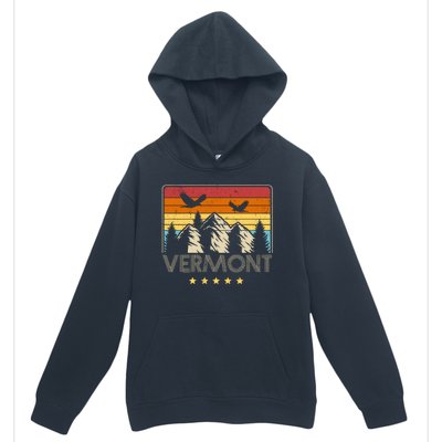 Vermont Retro Mountain Eagle Urban Pullover Hoodie