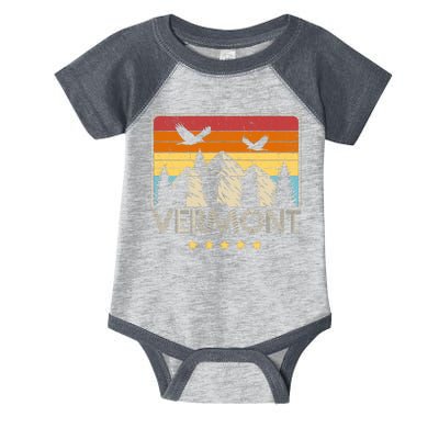 Vermont Retro Mountain Eagle Infant Baby Jersey Bodysuit