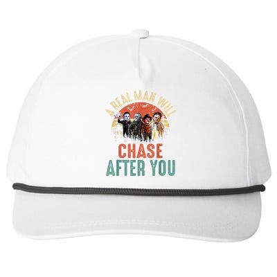 Vintage Real Man Will Chase After You Halloween Character Snapback Five-Panel Rope Hat