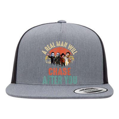 Vintage Real Man Will Chase After You Halloween Character Flat Bill Trucker Hat