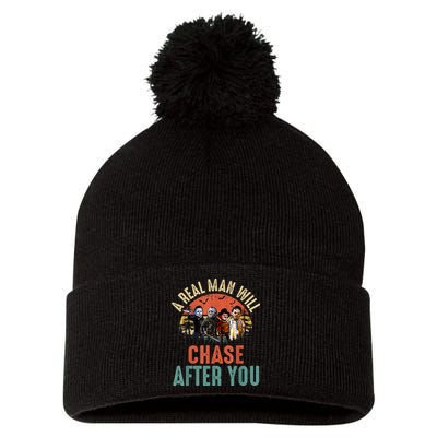 Vintage Real Man Will Chase After You Halloween Character Pom Pom 12in Knit Beanie