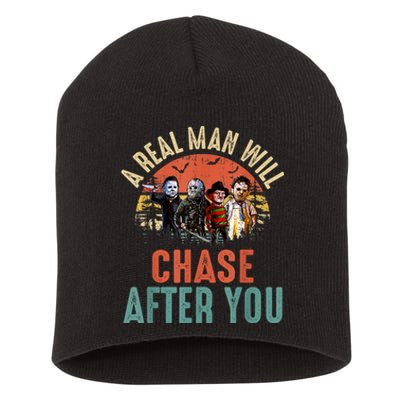 Vintage Real Man Will Chase After You Halloween Character Short Acrylic Beanie