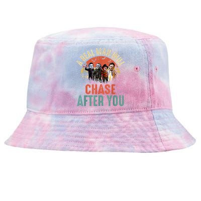 Vintage Real Man Will Chase After You Halloween Character Tie-Dyed Bucket Hat