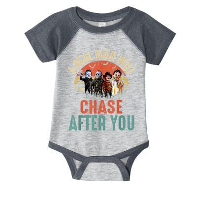 Vintage Real Man Will Chase After You Halloween Character Infant Baby Jersey Bodysuit