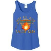 Vintage Retro May All Your Bacon Burn BBQ Grunge Ladies Essential Tank