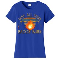 Vintage Retro May All Your Bacon Burn BBQ Grunge Women's T-Shirt