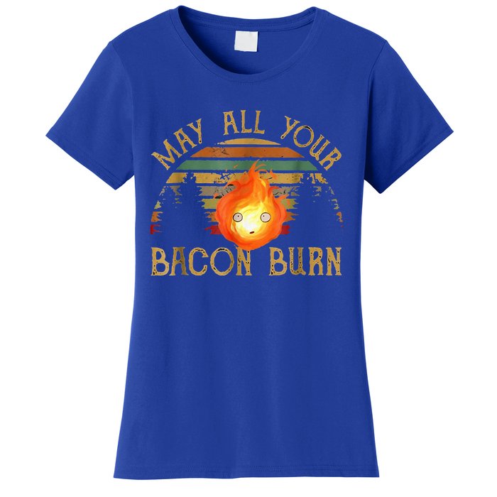 Vintage Retro May All Your Bacon Burn BBQ Grunge Women's T-Shirt