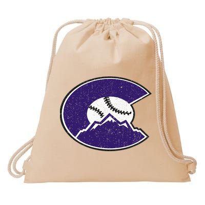 Vintage Rocky Mountain Purple Colorado Flag Drawstring Bag