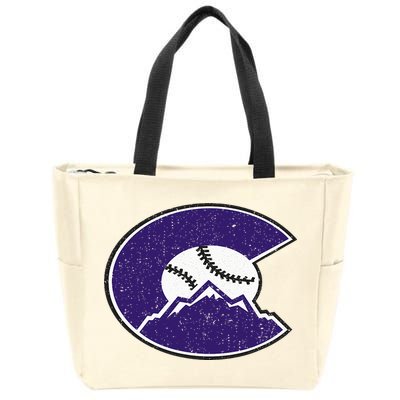 Vintage Rocky Mountain Purple Colorado Flag Zip Tote Bag