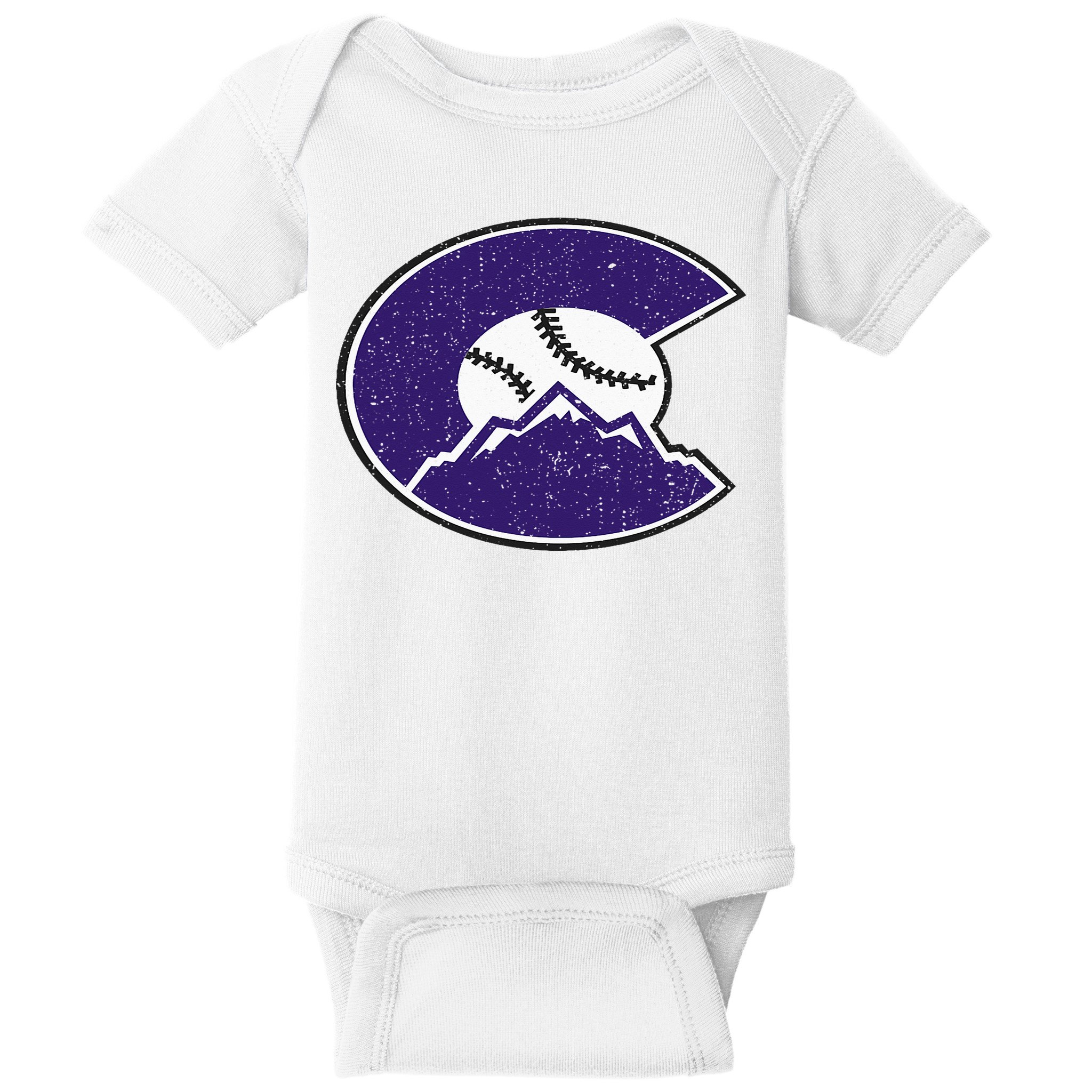 Vintage Rocky Mountain Purple Colorado Flag Baby Bodysuit