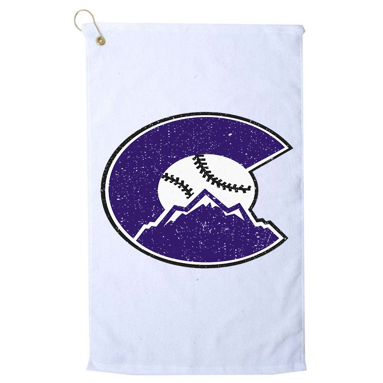 Vintage Rocky Mountain Purple Colorado Flag Golf Towel