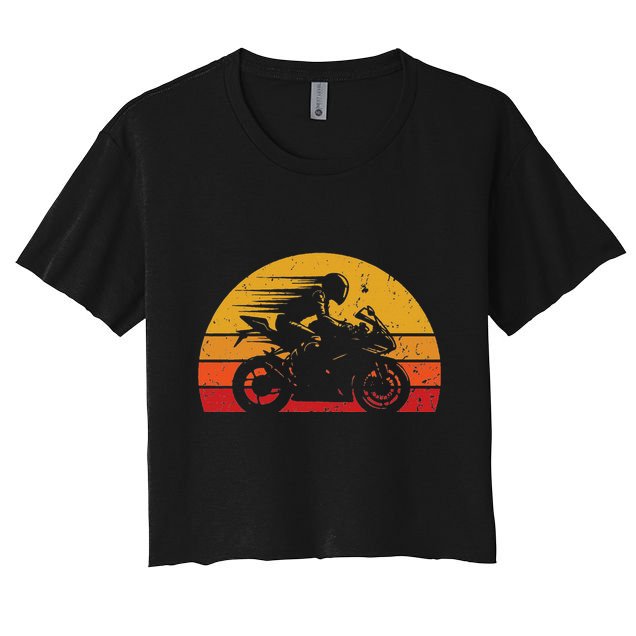 Vintage Retro Motorcycle Racing Biker Sport Street Bike Crop Top