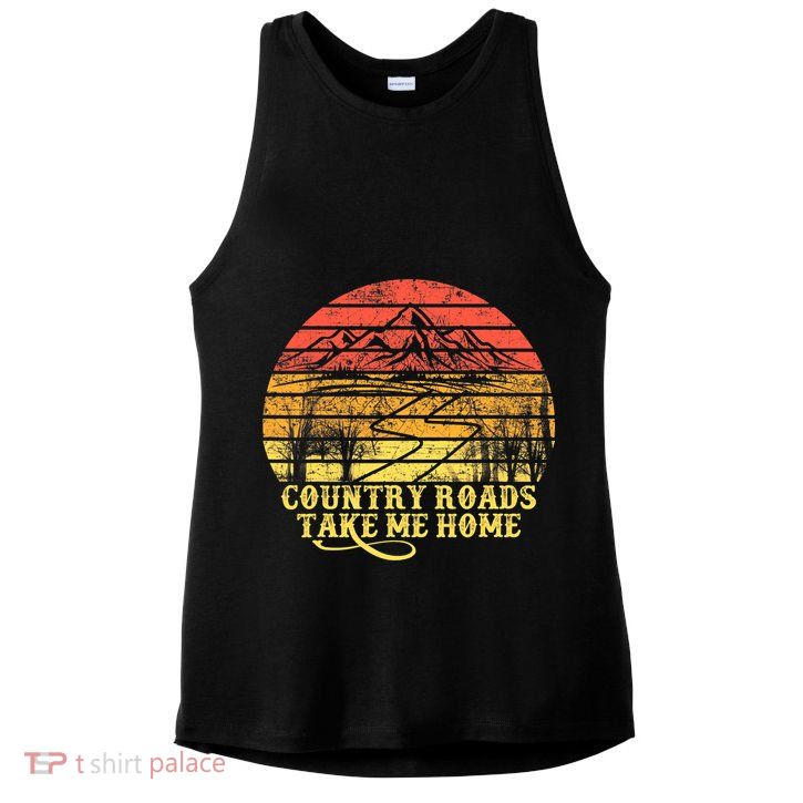 Vintage Retro Music Fans Country Roads Take Me Home Ladies PosiCharge Tri-Blend Wicking Tank