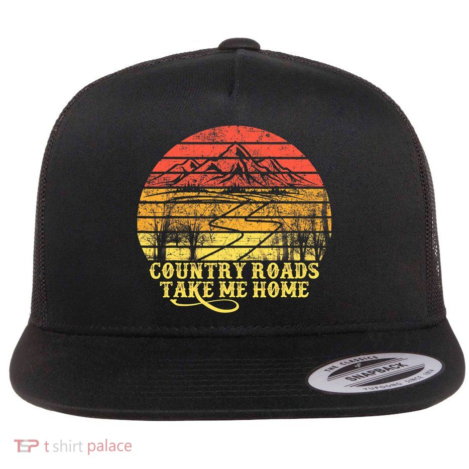 Vintage Retro Music Fans Country Roads Take Me Home Flatbill Hat