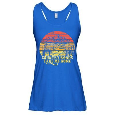 Vintage Retro Music Fans Country Roads Take Me Home Ladies Essential Flowy Tank
