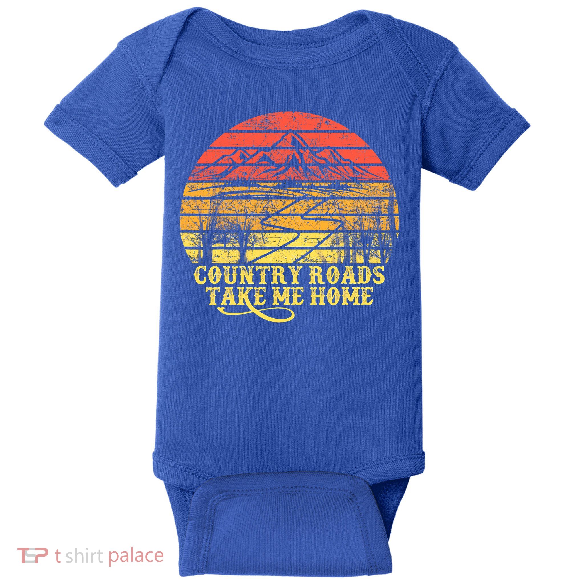 Vintage Retro Music Fans Country Roads Take Me Home Baby Bodysuit