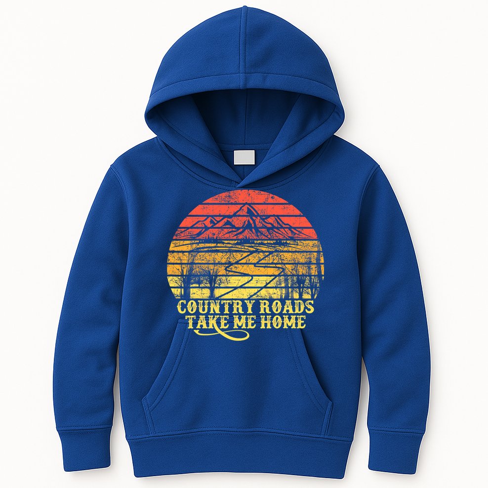 Vintage Retro Music Fans Country Roads Take Me Home Kids Hoodie