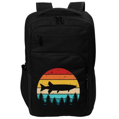 Vintage Retro Muskie Fishing Outdoor Camping Gift Impact Tech Backpack