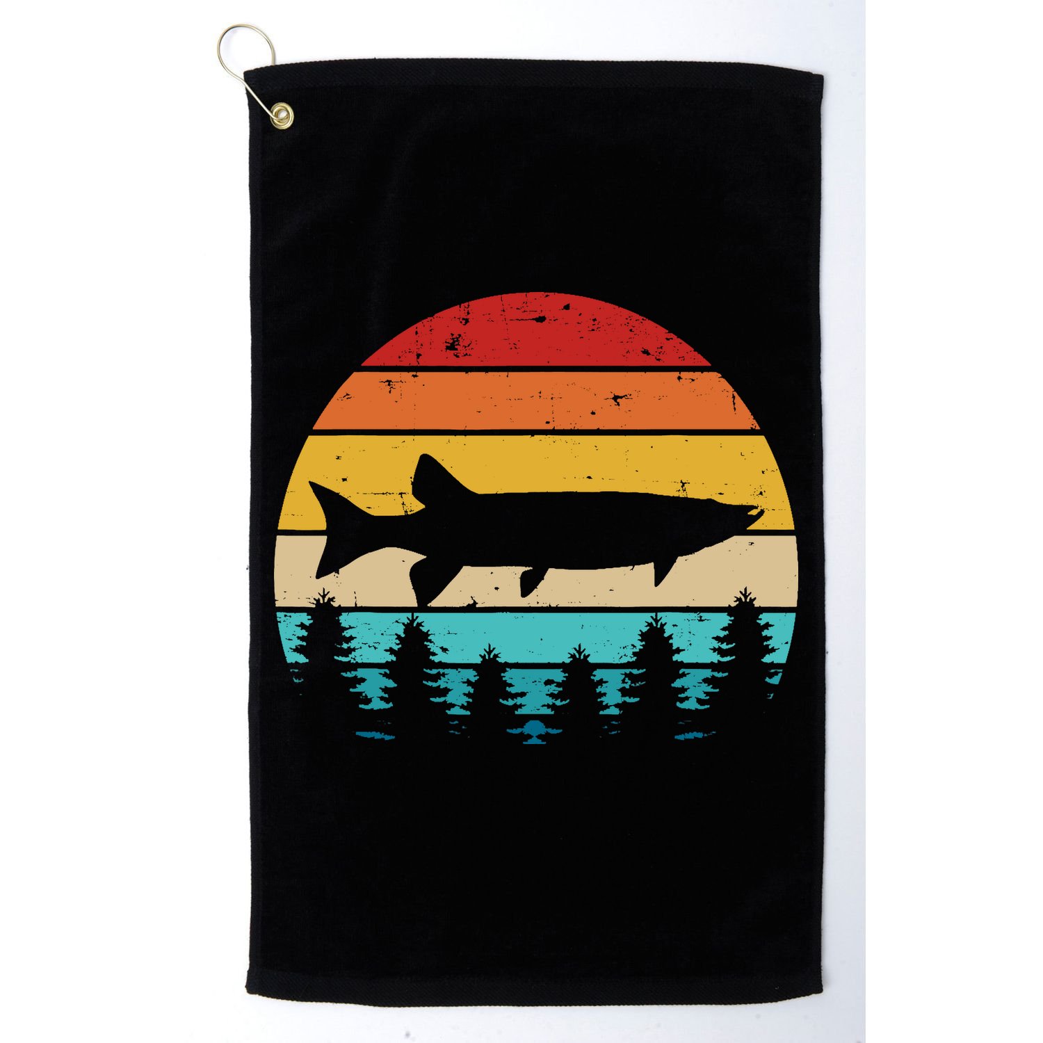 Vintage Retro Muskie Fishing Outdoor Camping Gift Golf Towel