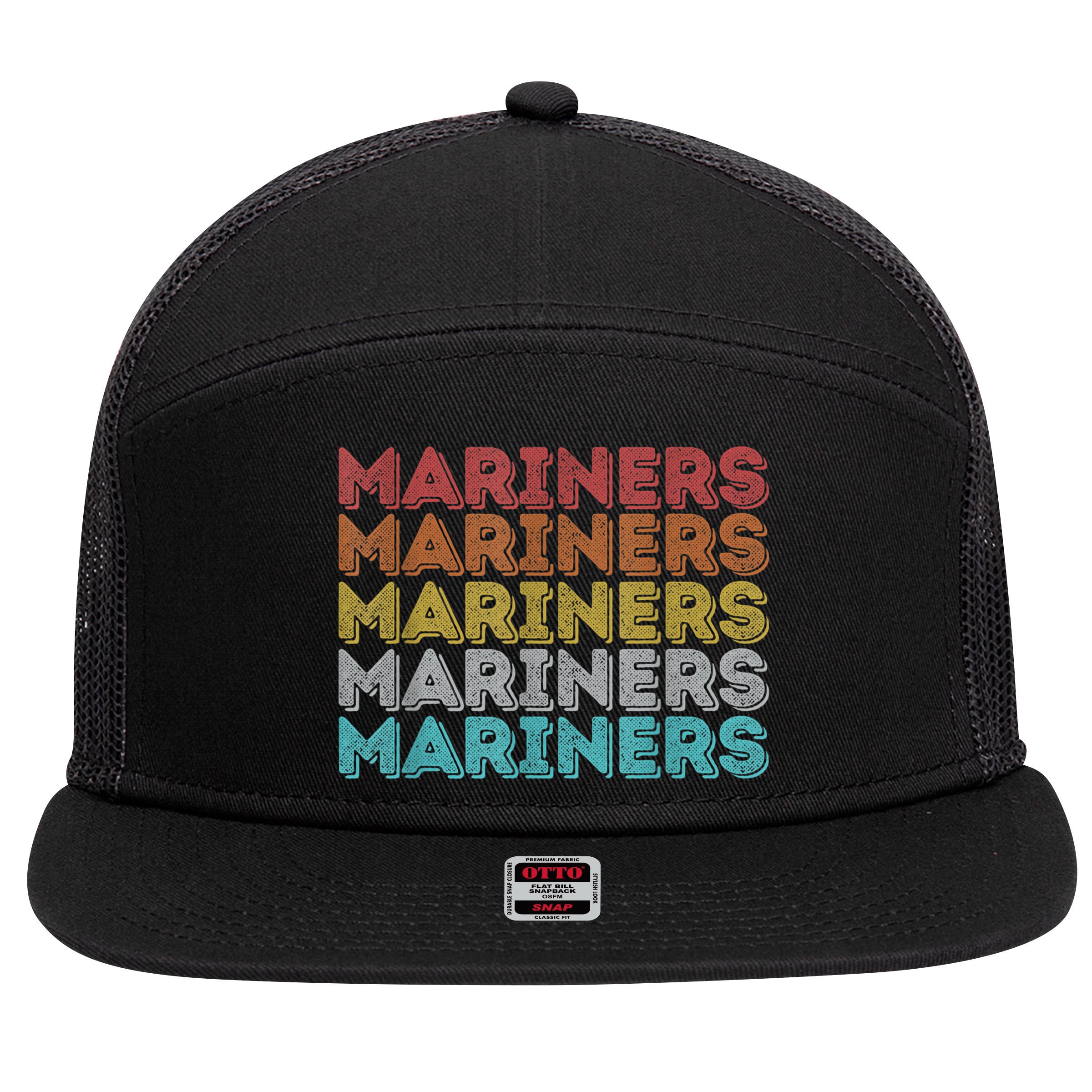Vintage Retro Mariners 7 Panel Mesh Trucker Snapback Hat