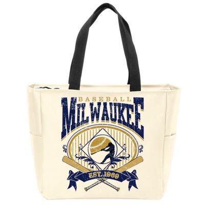 Vintage Retro Milwaukee Baseball Zip Tote Bag