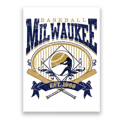 Vintage Retro Milwaukee Baseball Poster