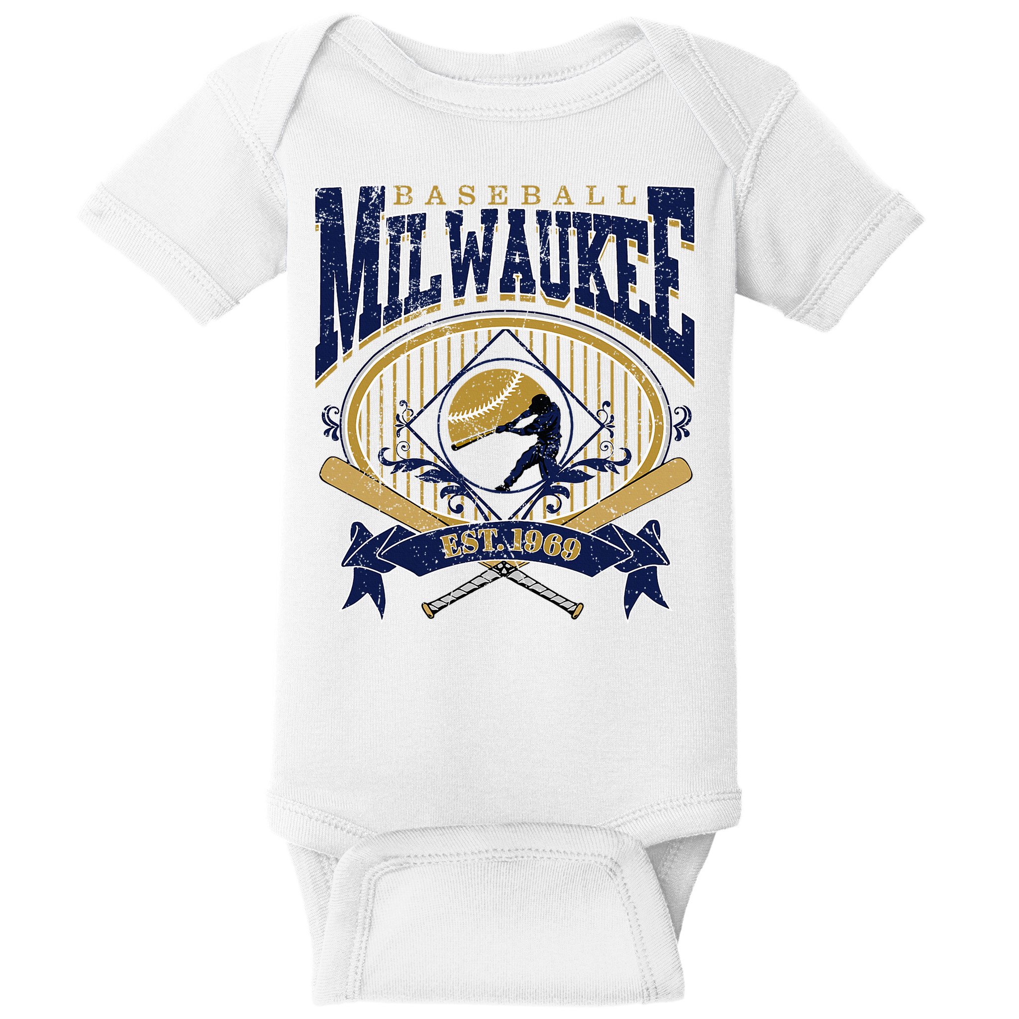 Vintage Retro Milwaukee Baseball Baby Bodysuit