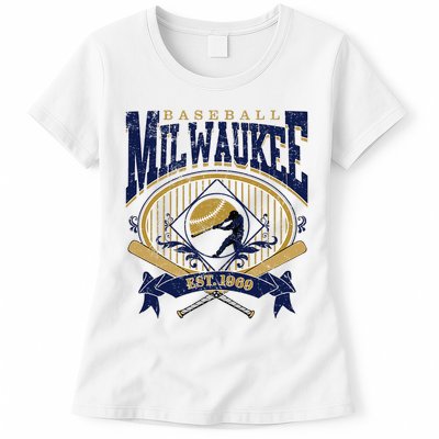 Vintage Retro Milwaukee Baseball Womens T-Shirt