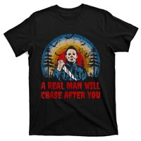 Vintage Real Man Will Chase After You Halloween Character T-Shirt