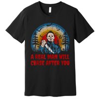 Vintage Real Man Will Chase After You Halloween Character Premium T-Shirt