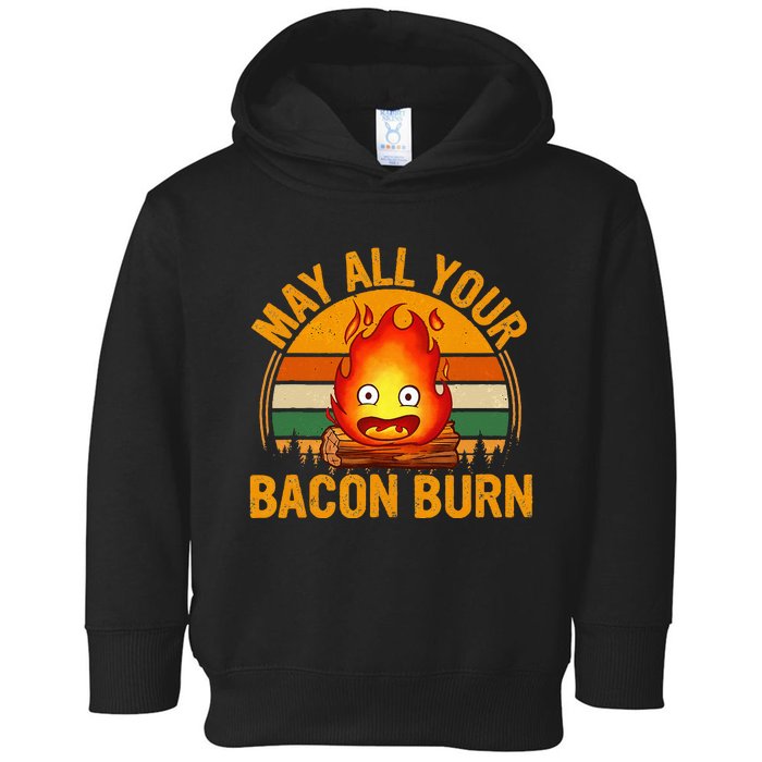 Vintage Retro May All Your Bacon Burn Toddler Hoodie