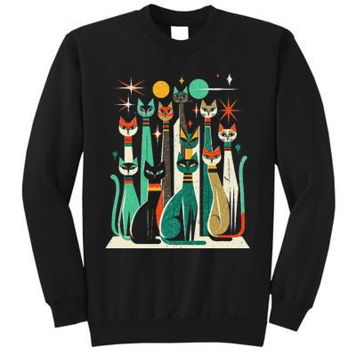 Vintage Retro Mid Century Long Neck Cats 50s 60s Style Sweatshirt