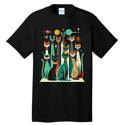 Vintage Retro Mid Century Long Neck Cats 50s 60s Style Tall T-Shirt